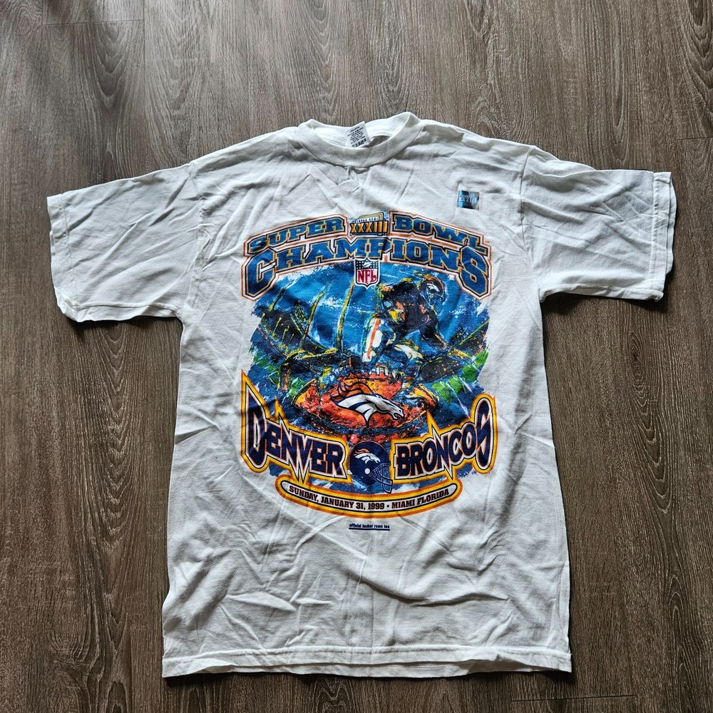 Vintage 1999 Denver Broncos Super Bowl XXXIII Champions Shirt Medium Starter